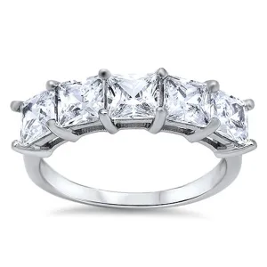 Square White CZ Fashion Promise Ring New .925 Sterling Silver Band Sizes 4-10