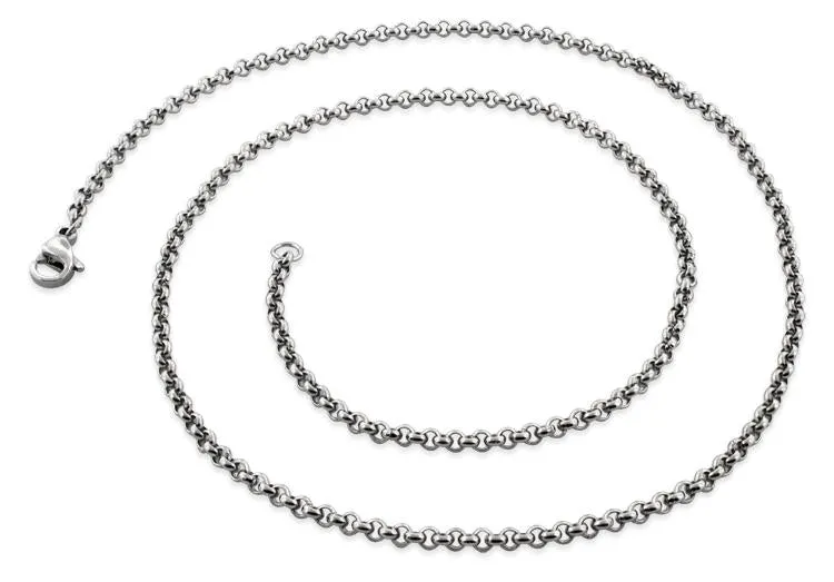 Stainless Steel 16" Round Rollo Chain Necklace 2.5 MM