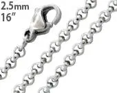 Stainless Steel 16" Round Rollo Chain Necklace 2.5 MM