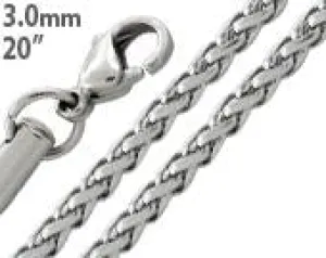 Stainless Steel 20" Spiga Chain Necklace 3.0 MM