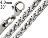 Stainless Steel 30" Spiga Chain Necklace 4.0 MM