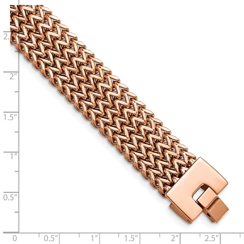 Stainless Steel Brushed Rose IP-plated Woven Bracelet
