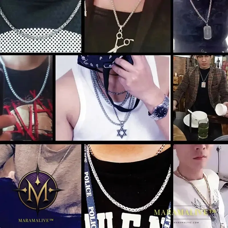 Stainless Steel Necklace Trendy Chain Necklace Boy Men's Necklace Chain Silver Color