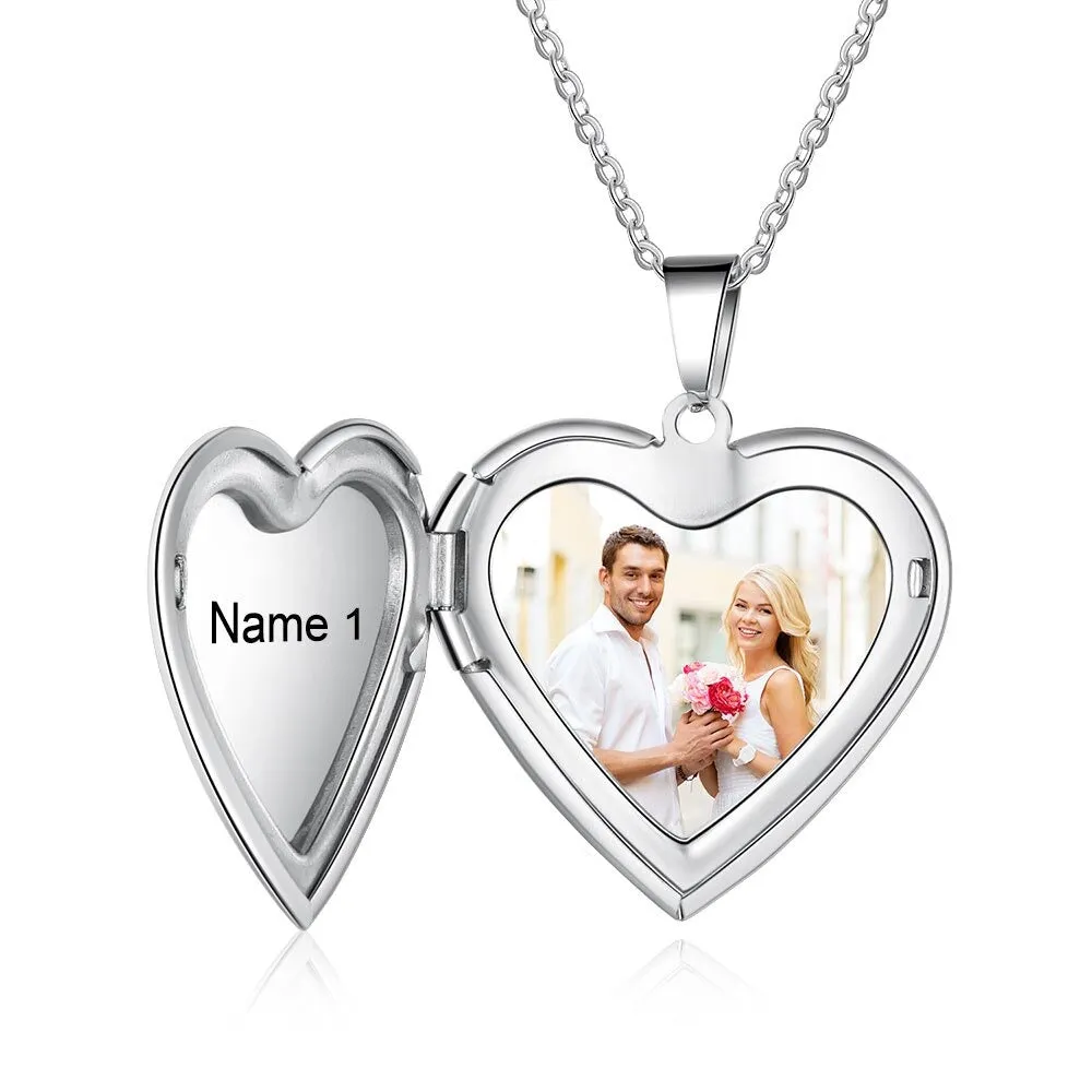 Stainless Steel Photo & Name Engraving Necklace For Women
