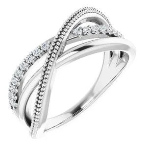 Sterling Silver 1/5 CTW Natural Diamond Criss-Cross Ring