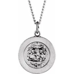 Sterling Silver 18 mm Baptism Medal 18" Necklace