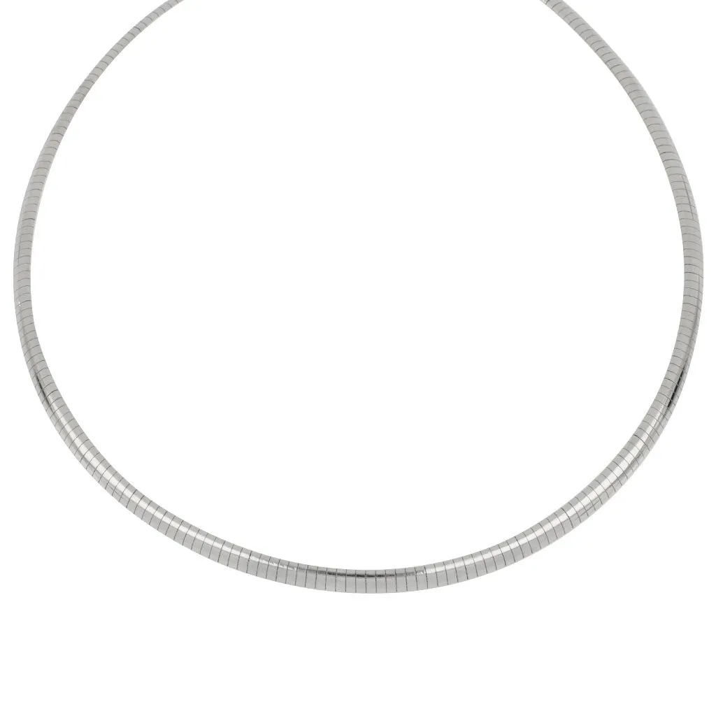 Sterling Silver 4mm Omega Rhodium Necklace 16"
