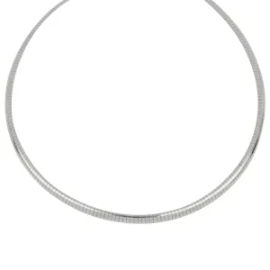 Sterling Silver 4mm Omega Rhodium Necklace 16"