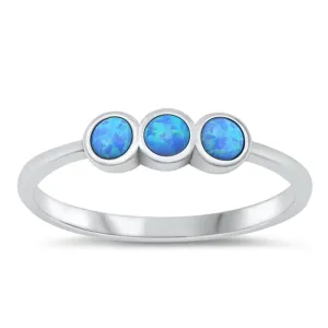 Sterling Silver Blue Lab Opal Trinity Ring