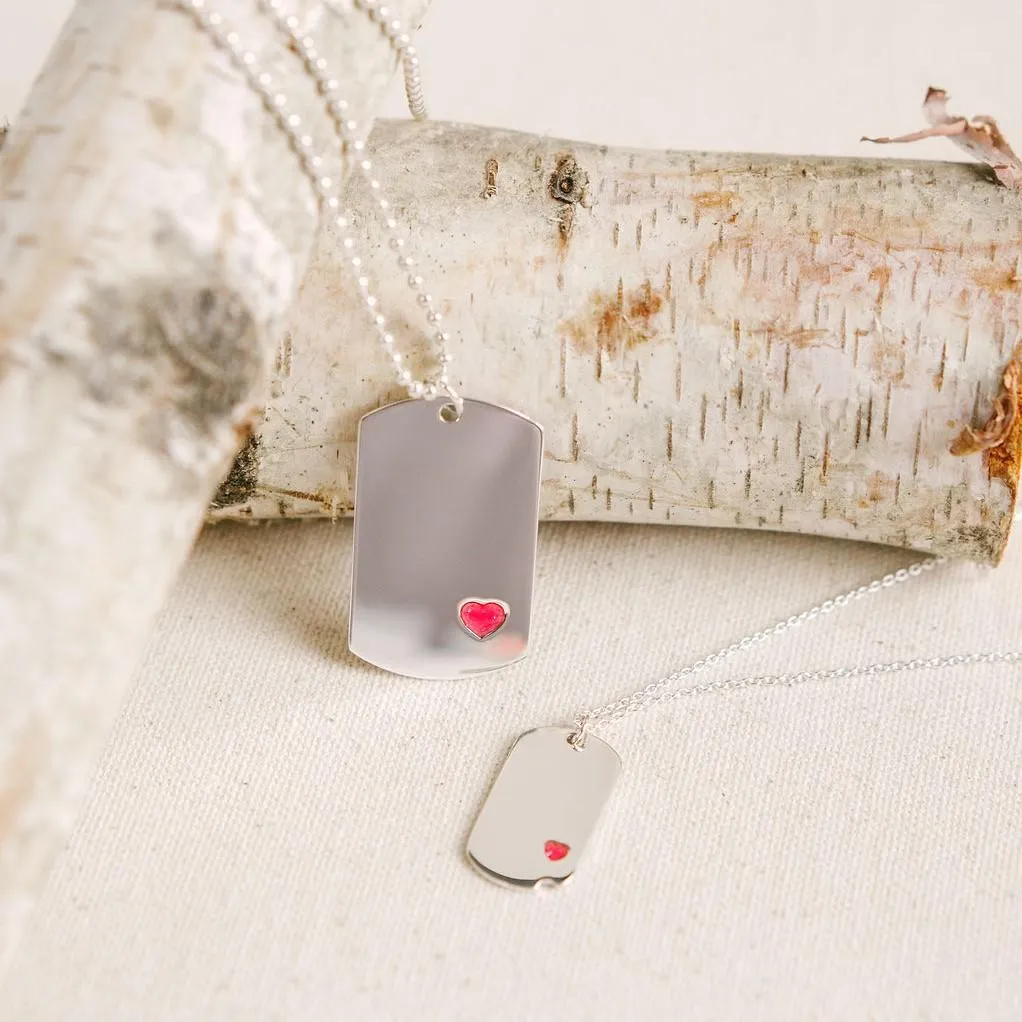 Sterling-Silver Dog Tag with Everence Inlay - Large