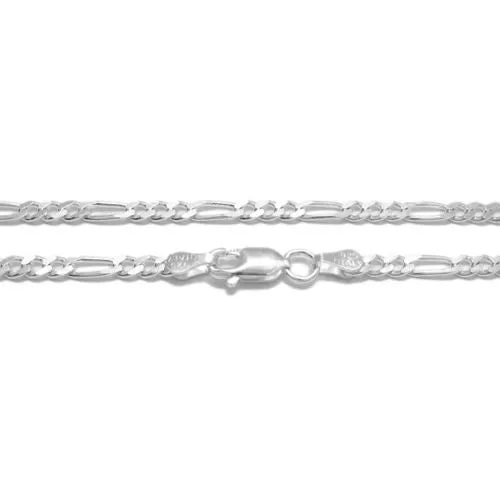 Sterling Silver Figaro Chain Necklace 3mm (Gauge 080). Available in 5 Lengths.