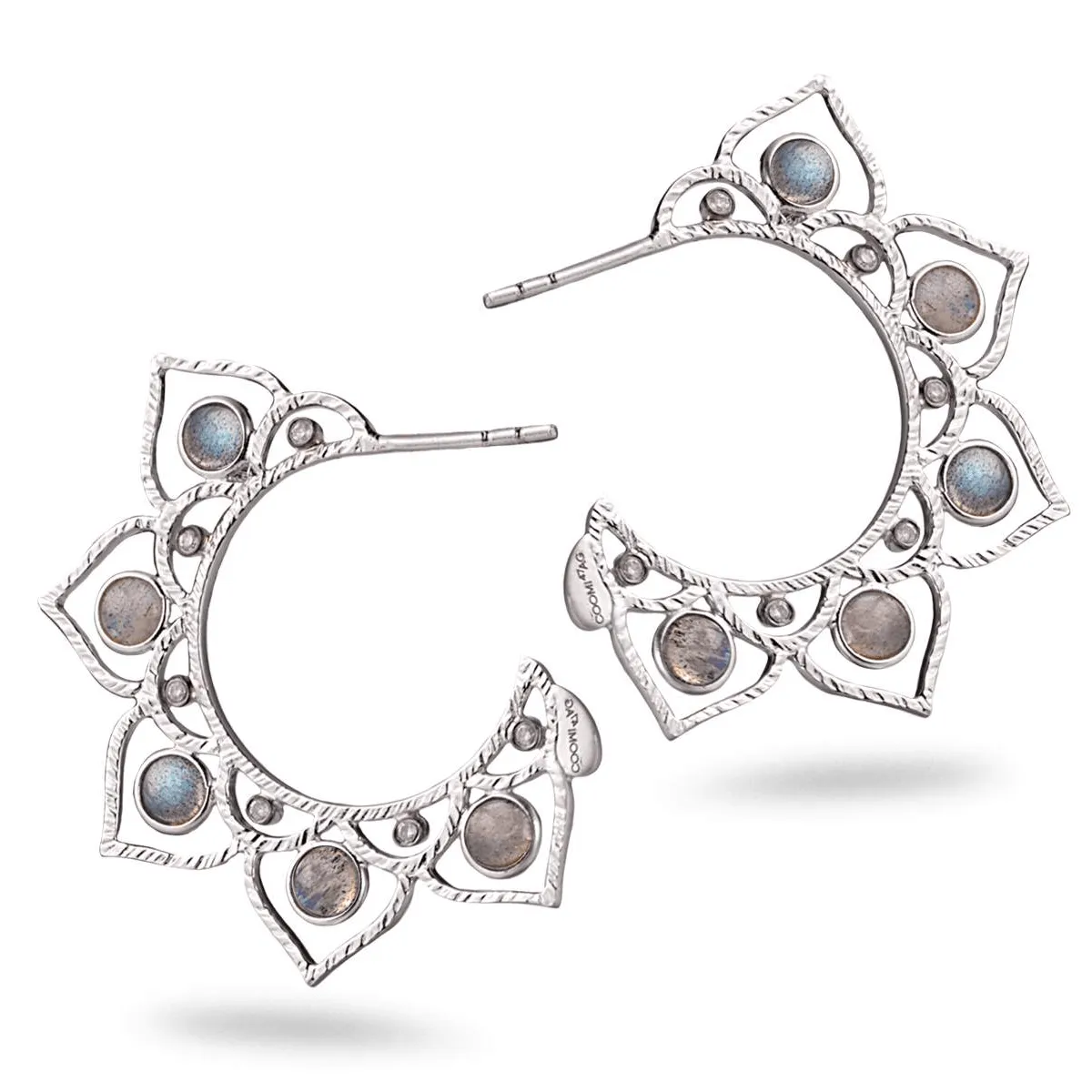 Sterling Silver Labradorite Hoops