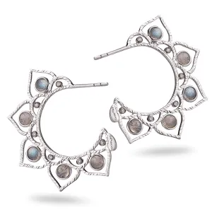 Sterling Silver Labradorite Hoops