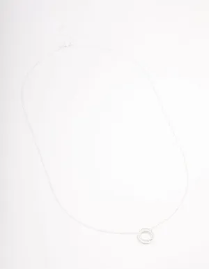 Sterling Silver Pave Circle Pendant Necklace