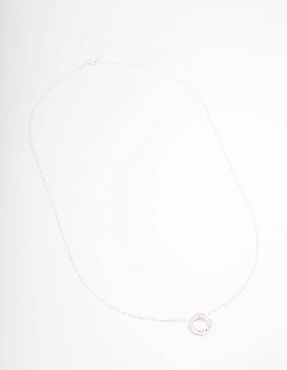 Sterling Silver Pave Circle Pendant Necklace