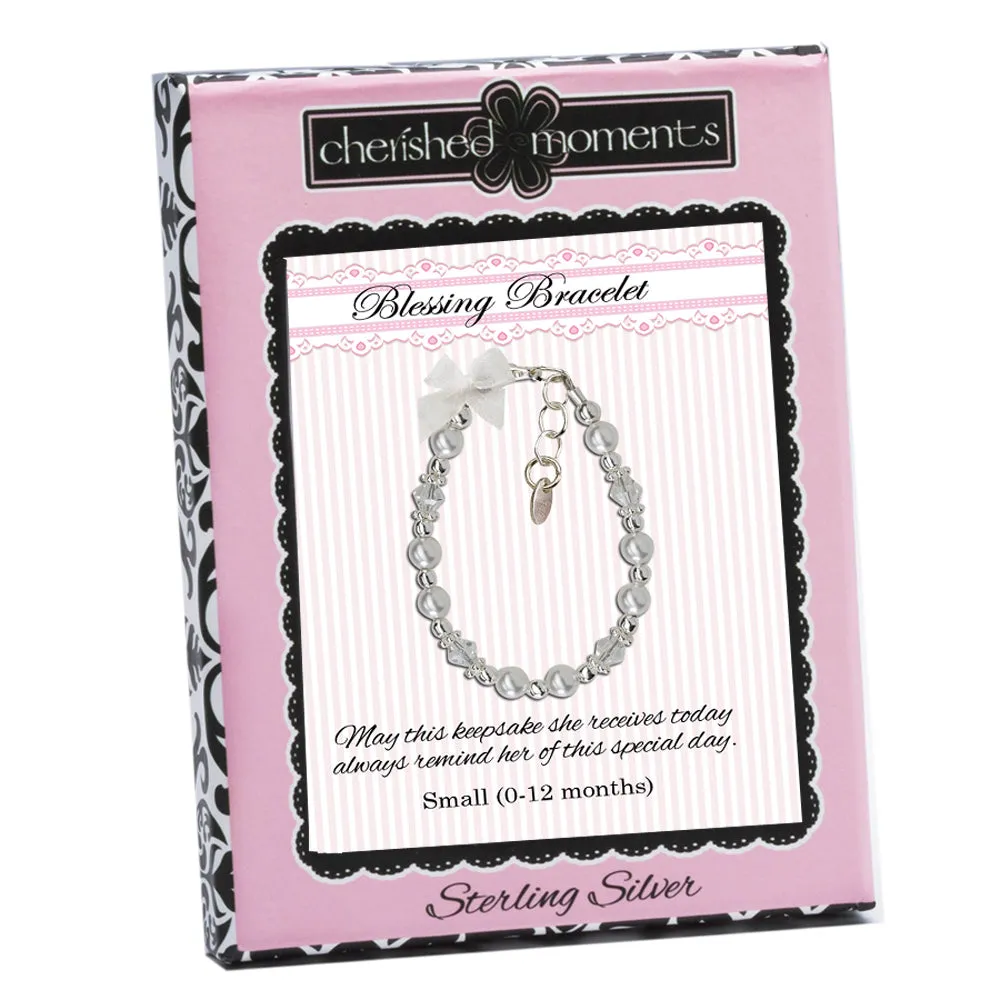 Sterling Silver Pearl Blessing Bracelet for Baby Girls