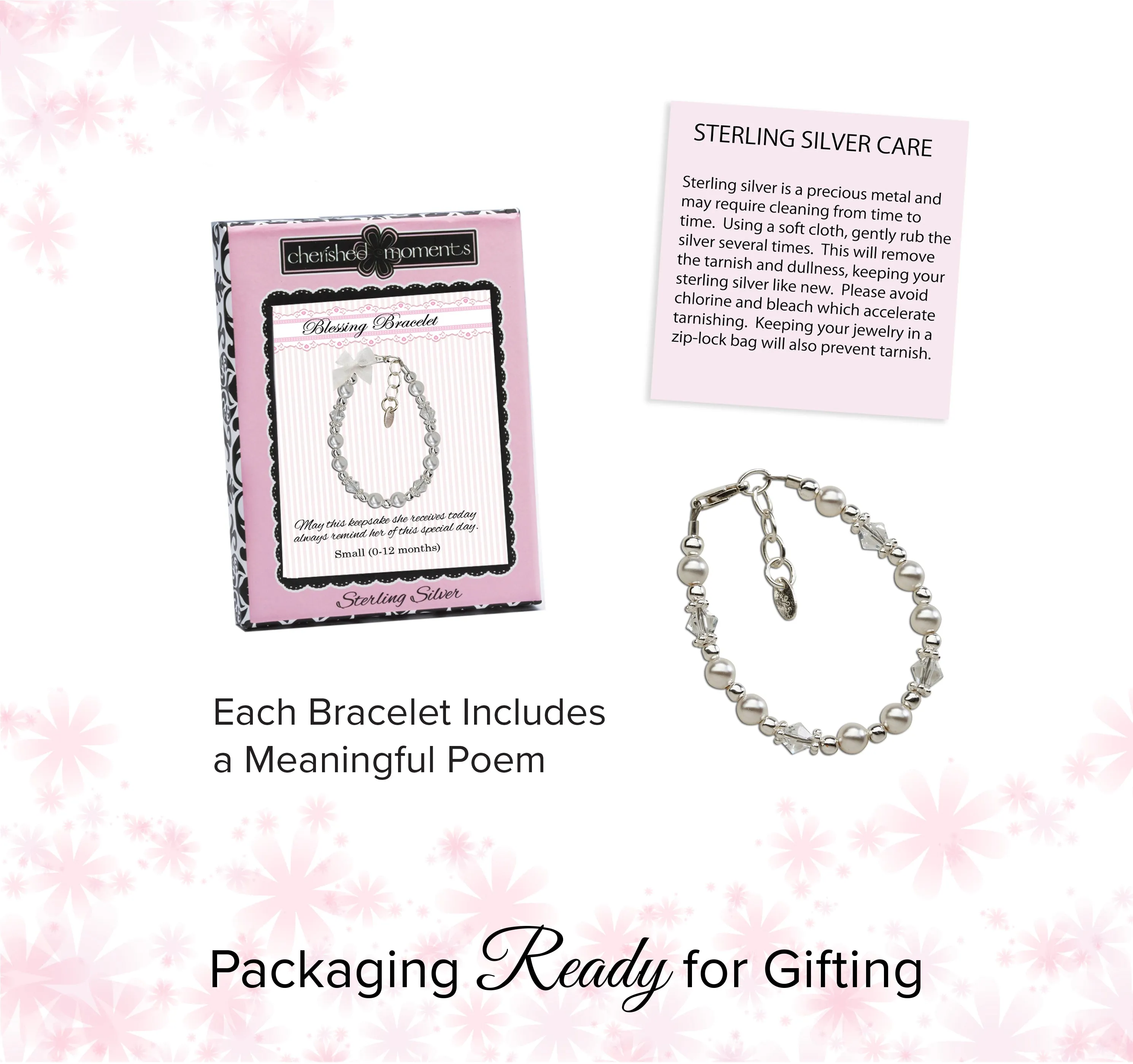 Sterling Silver Pearl Blessing Bracelet for Baby Girls
