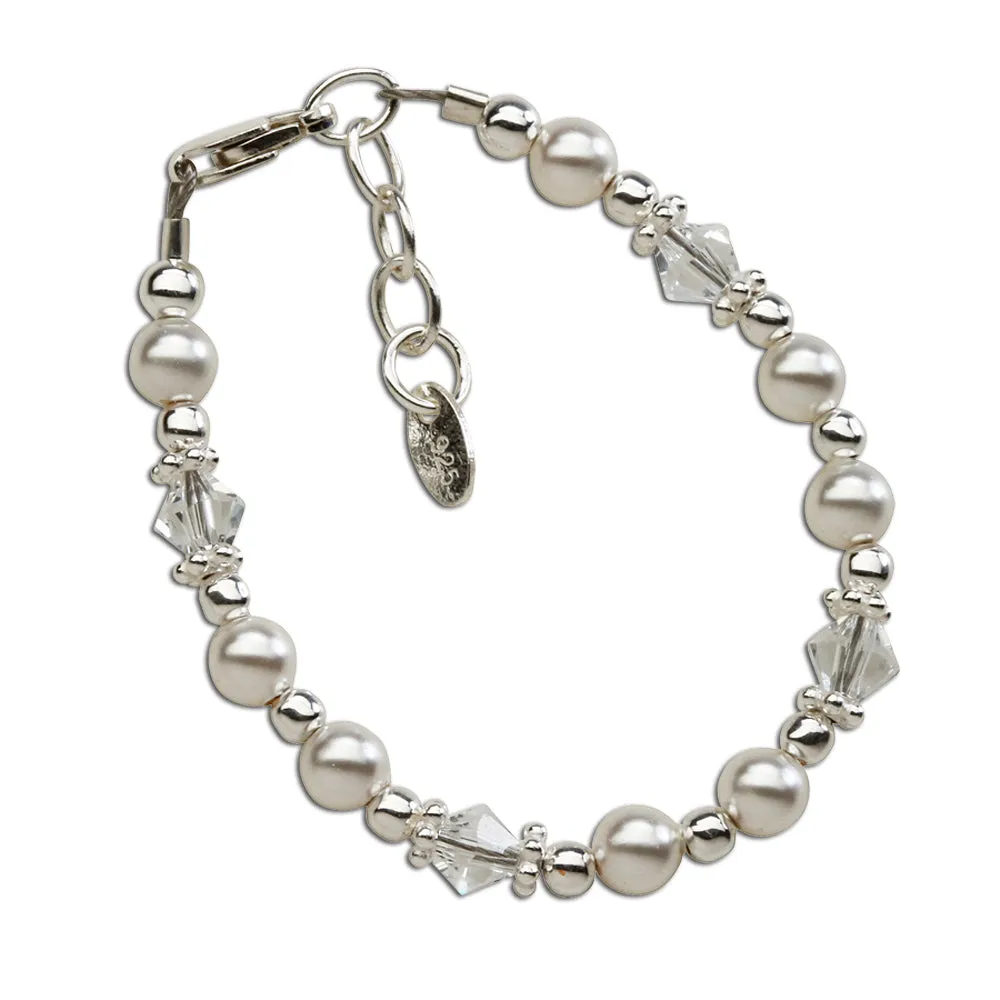 Sterling Silver Pearl Blessing Bracelet for Baby Girls