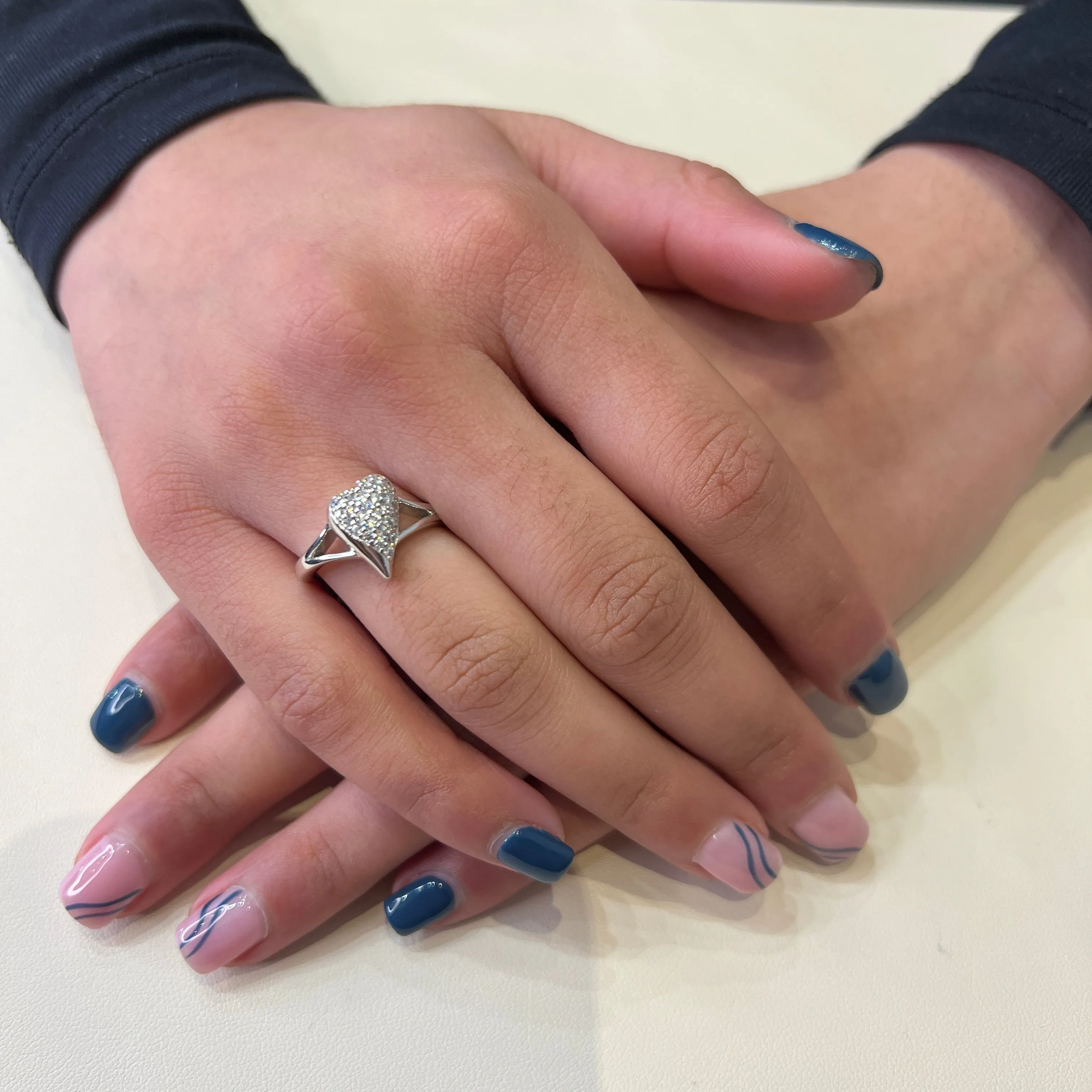 Sterling Silver Rhodium Plated CZ Heart Ring