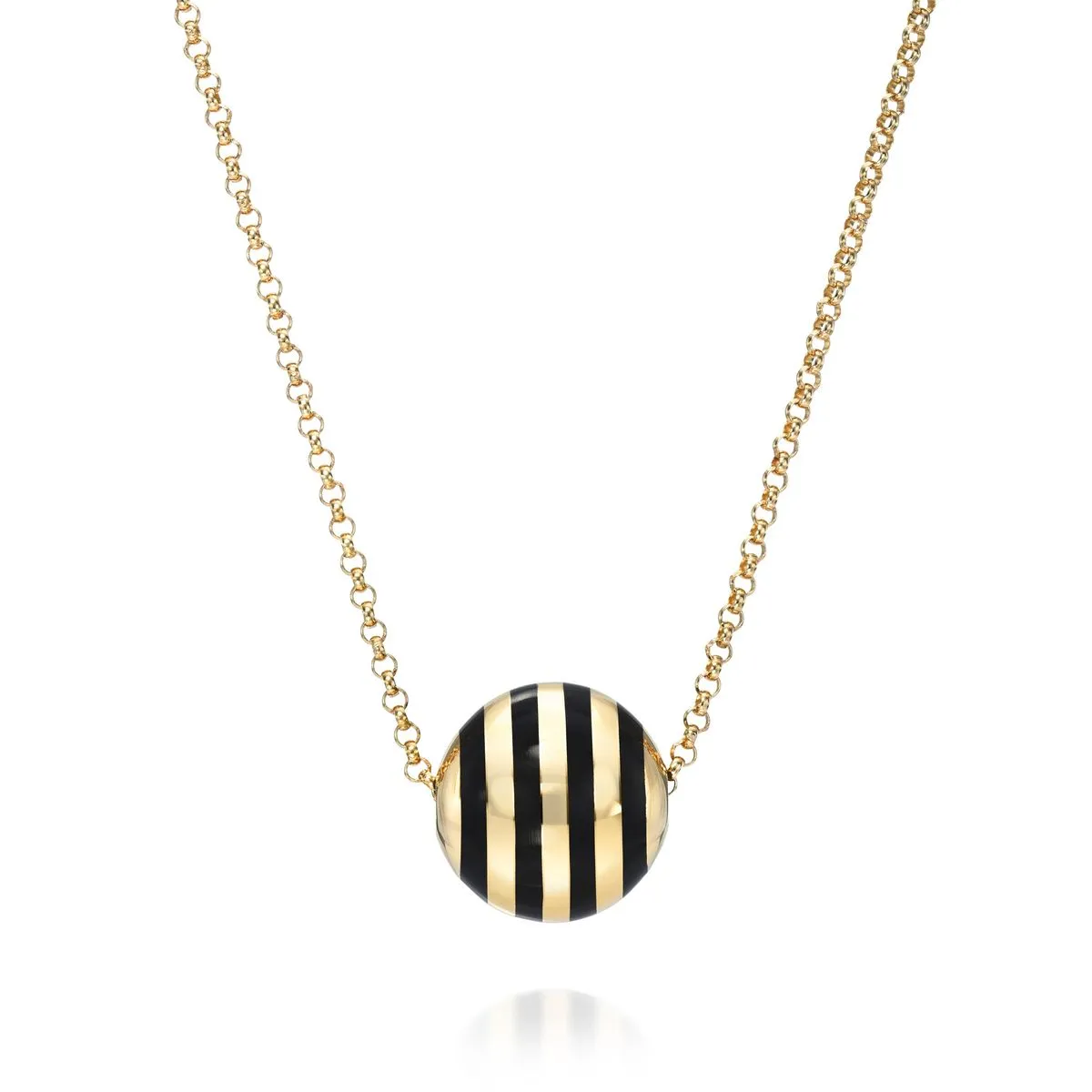 Striped Enamel Ball Necklace