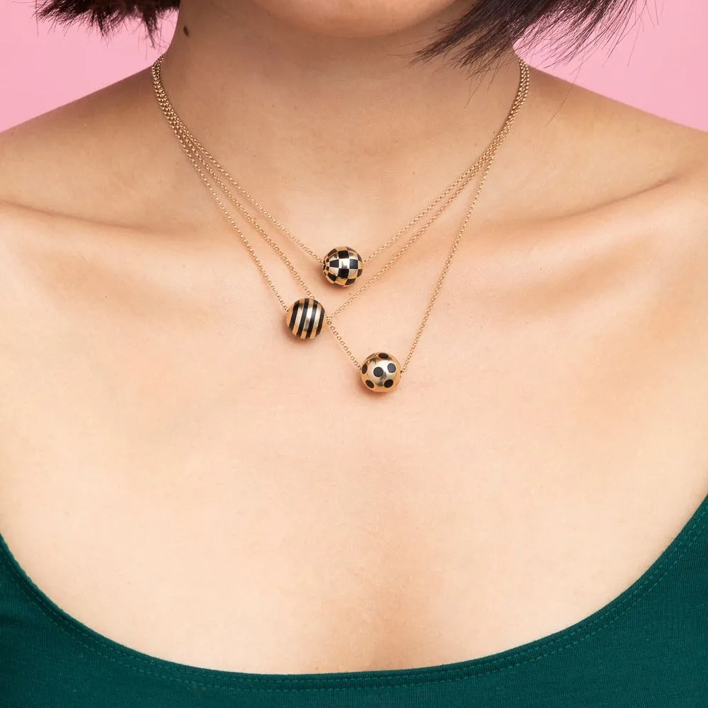 Striped Enamel Ball Necklace