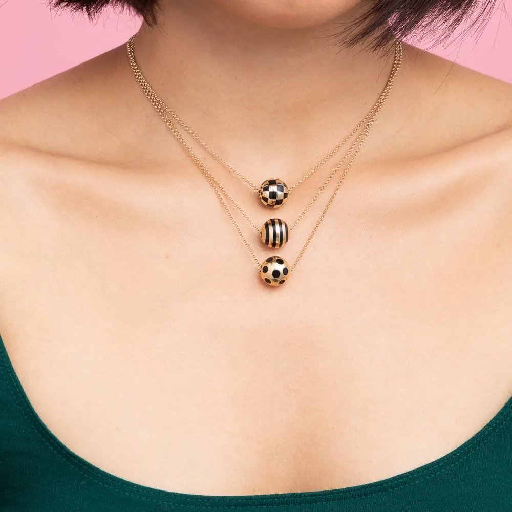 Striped Enamel Ball Necklace