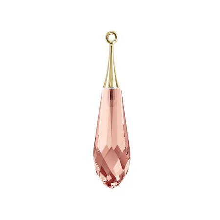 Swarovski 44mm Pure Drop Pendant with Gold Cap - Blush Rose (1 Piece)