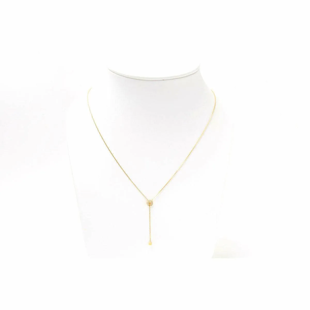 TAI Simple Chain Lariat with Pave Disc-Gold