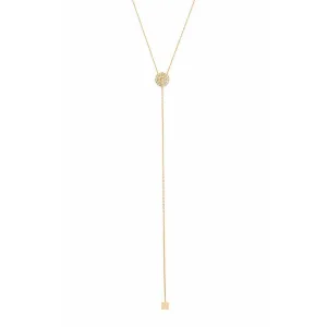 TAI Simple Chain Lariat with Pave Disc-Gold