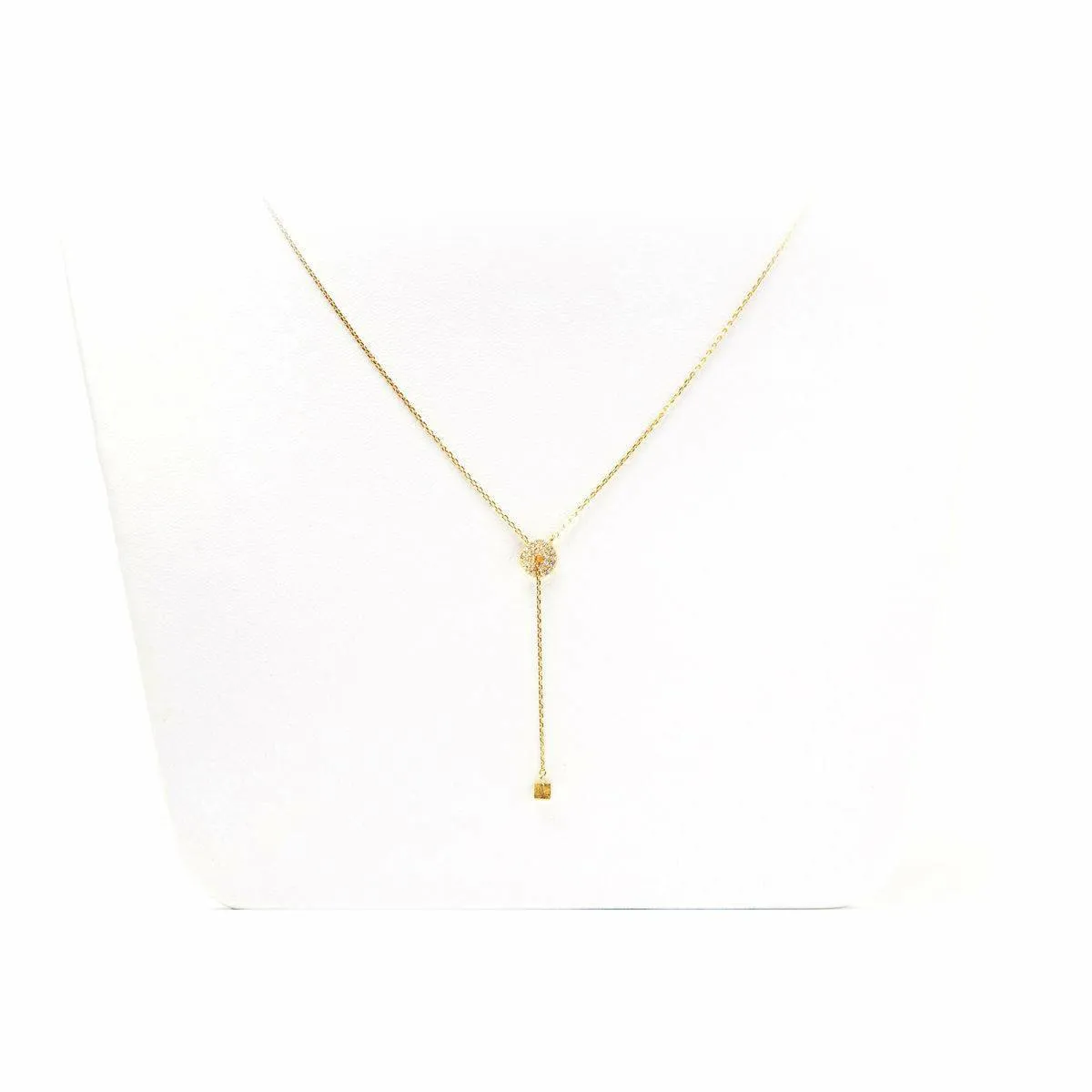 TAI Simple Chain Lariat with Pave Disc-Gold