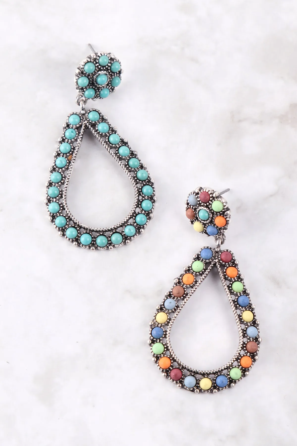 TEARDROP NATURAL STONE POST EARRINGS