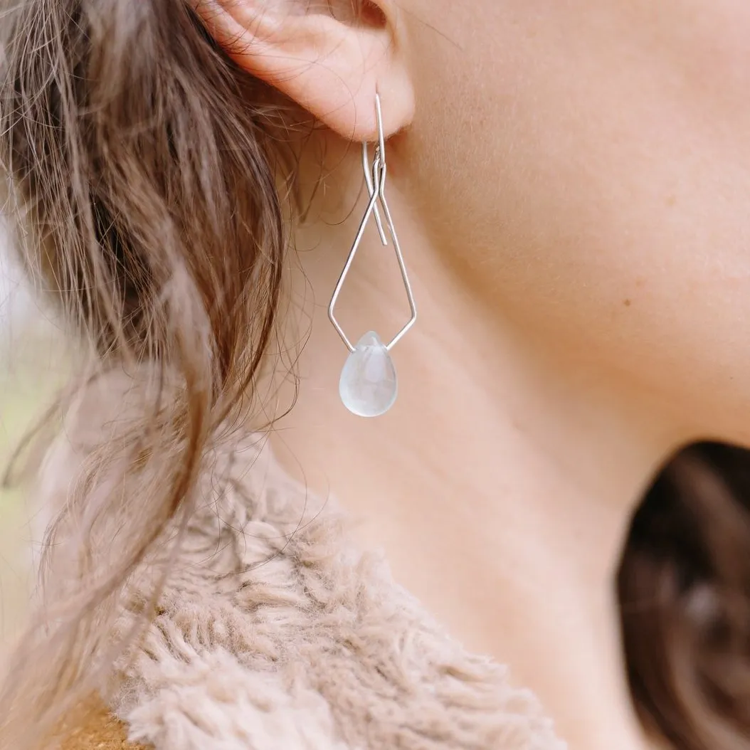 Teardrop Pendant Necklace Natural Fluorite with Sterling Silver Chain