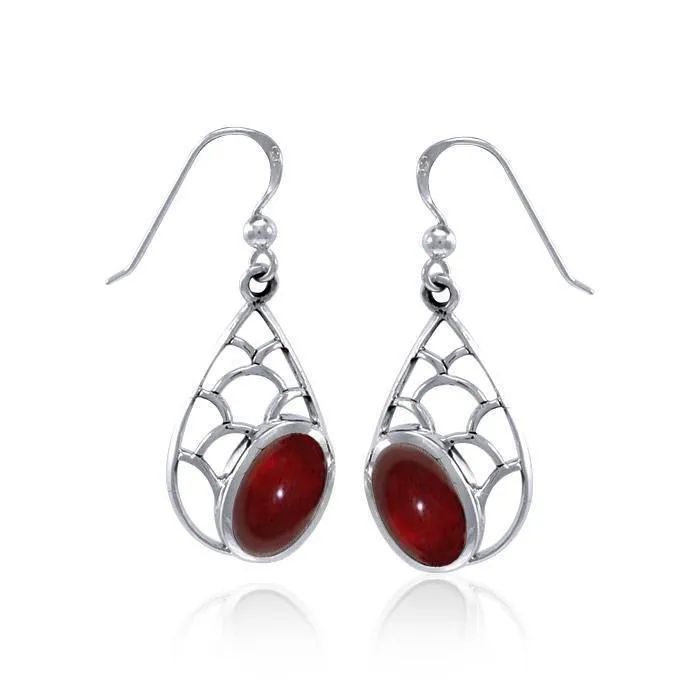 Teardrop Shape Silver Earrings with Gemstone TER1246