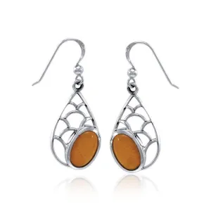 Teardrop Shape Silver Earrings with Gemstone TER1246