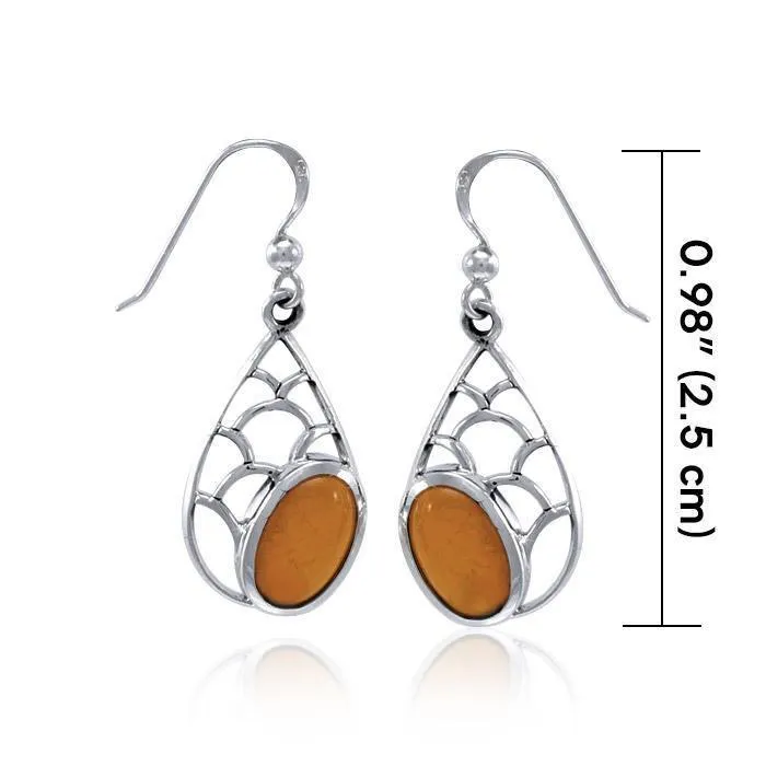 Teardrop Shape Silver Earrings with Gemstone TER1246