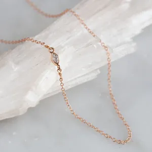 The Asymmetrical White Diamond Eye Necklace | 10K Rose Gold