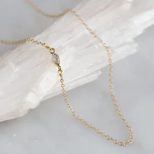 The Asymmetrical White Diamond Eye Necklace | 10K Yellow Gold