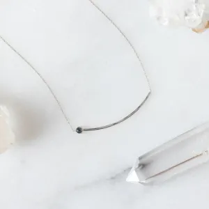 The Blue Montana Sapphire Gemstone Arc Necklace | 14K White Gold