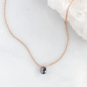 The Simple Black Diamond Briolette Necklace | Rose Gold Filled