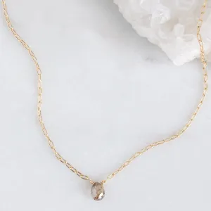 The Simple Champagne Diamond Briolette Necklace | Yellow Gold Filled