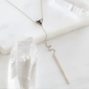 The Trillion Black Diamond Lariat Necklace | 14K White Gold