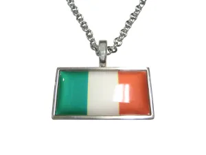 Thin Bordered Ireland Flag Pendant Necklace