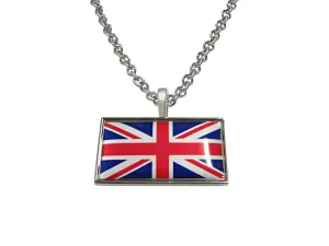 Thin Bordered United Kingdom Union Jack Flag Pendant Necklace