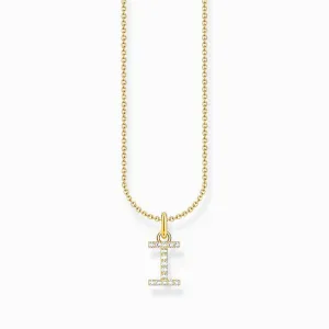 Thomas Sabo Gold-plated Necklace with Letter I & White Stones