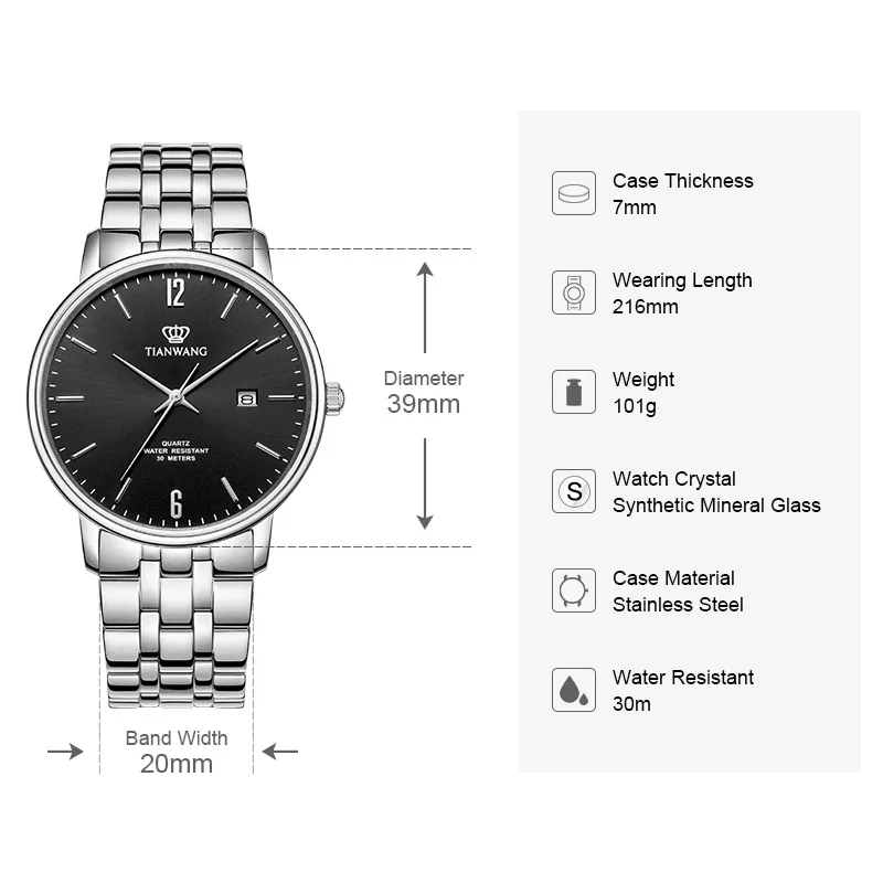 TIAN WANG Men Watch Business Man Watch For His Gift GS31308