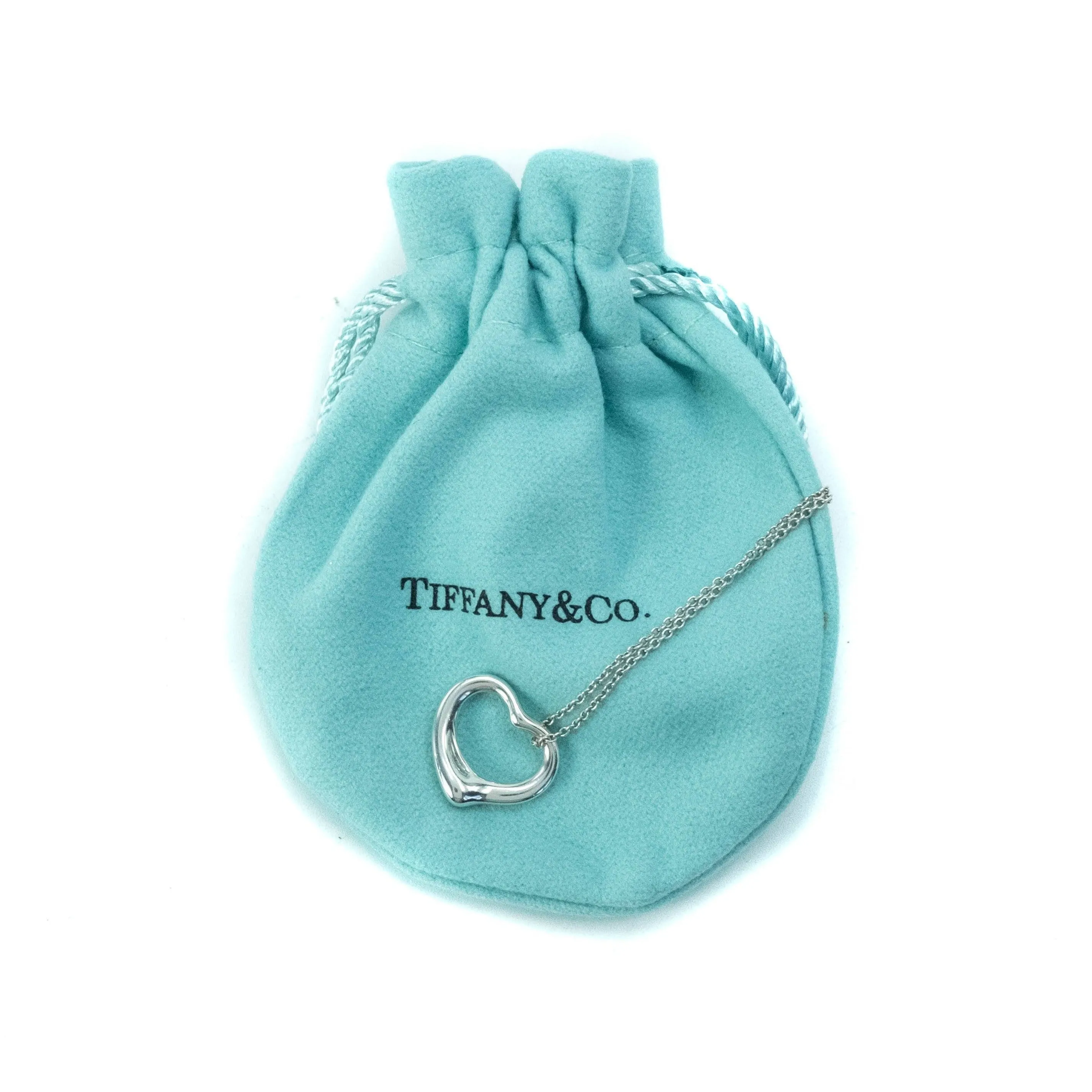 Tiffany & Co Elsa Peretti Open Heart 16mm Pendant Sterling Silver Necklace - 16"