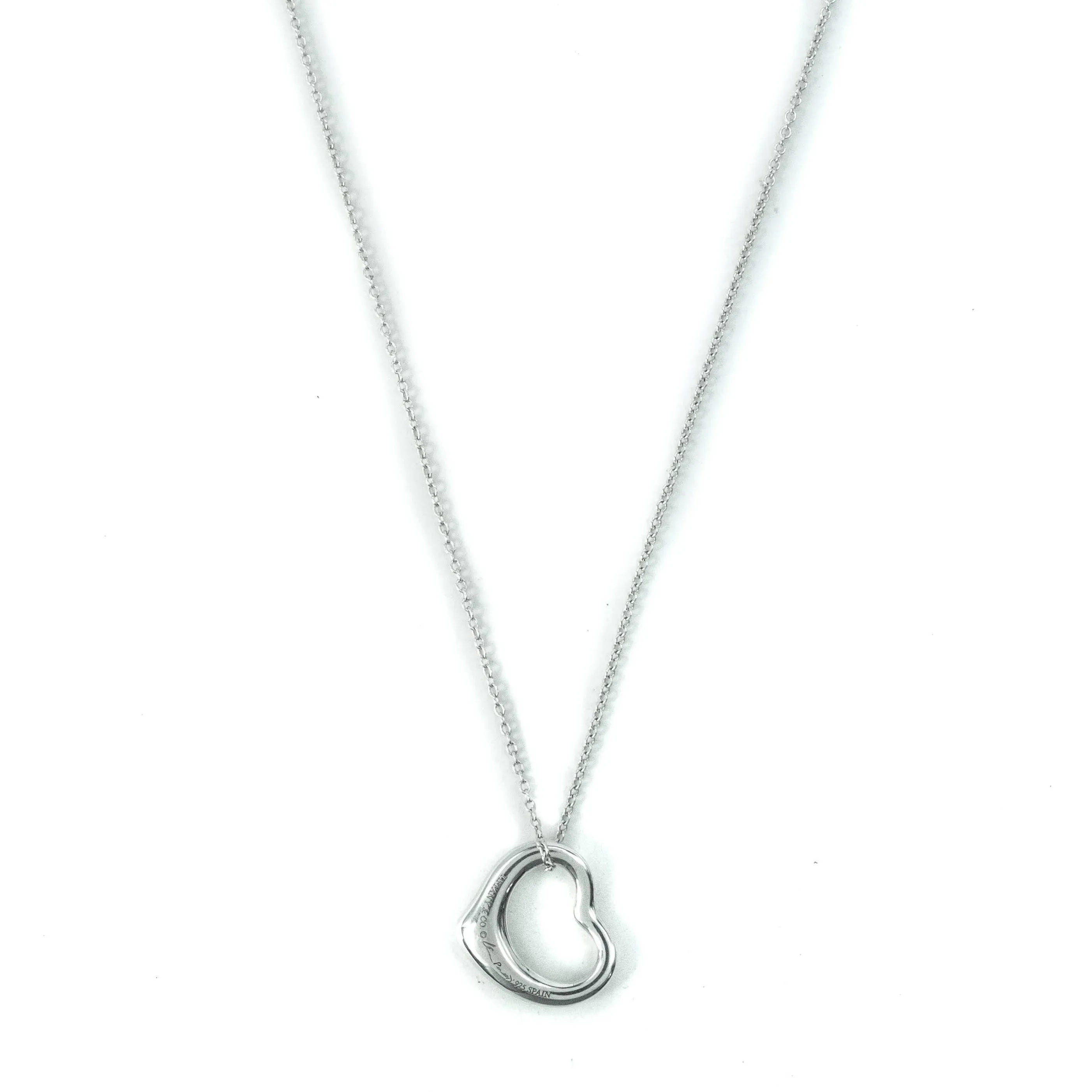 Tiffany & Co Elsa Peretti Open Heart 16mm Pendant Sterling Silver Necklace - 16"