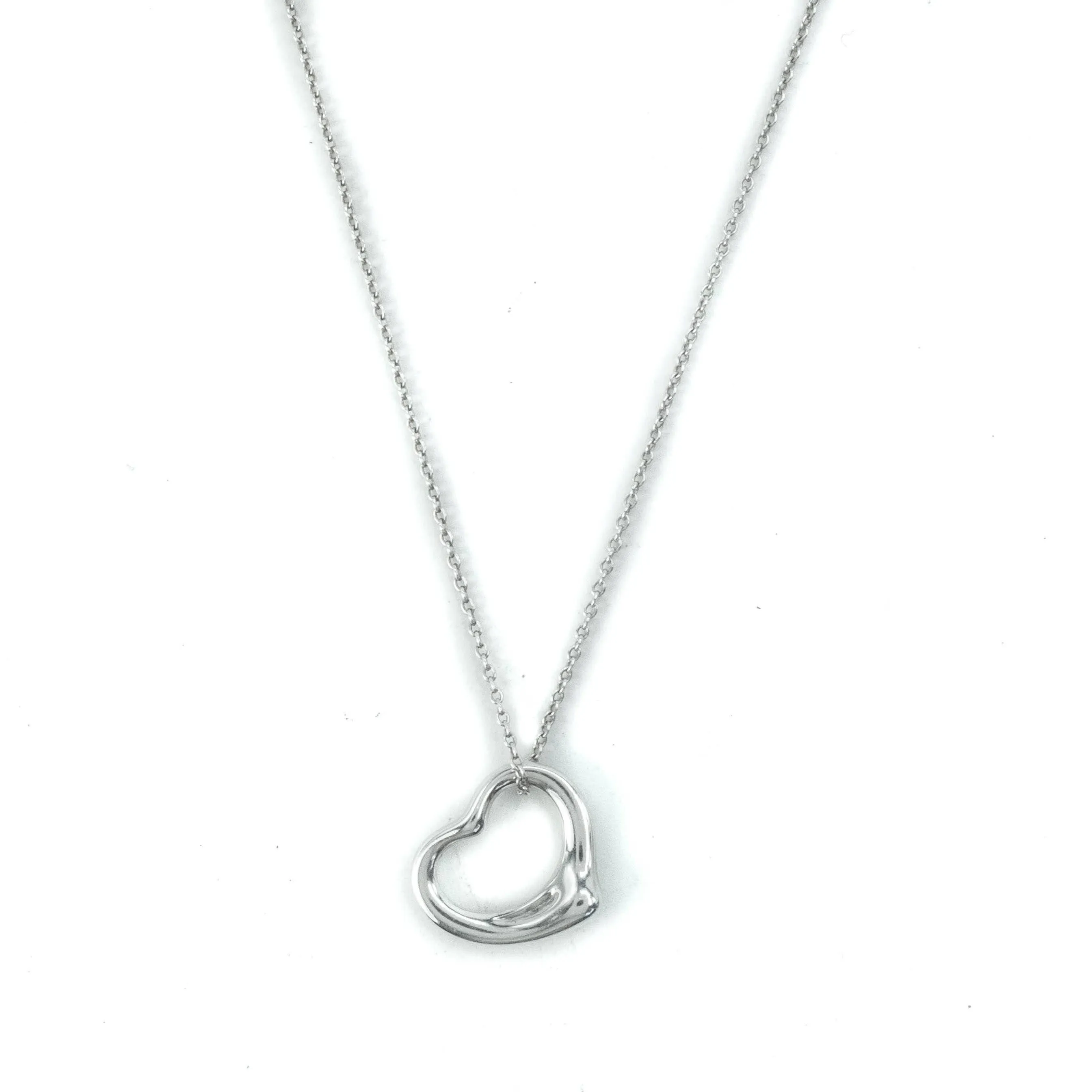 Tiffany & Co Elsa Peretti Open Heart 16mm Pendant Sterling Silver Necklace - 16"