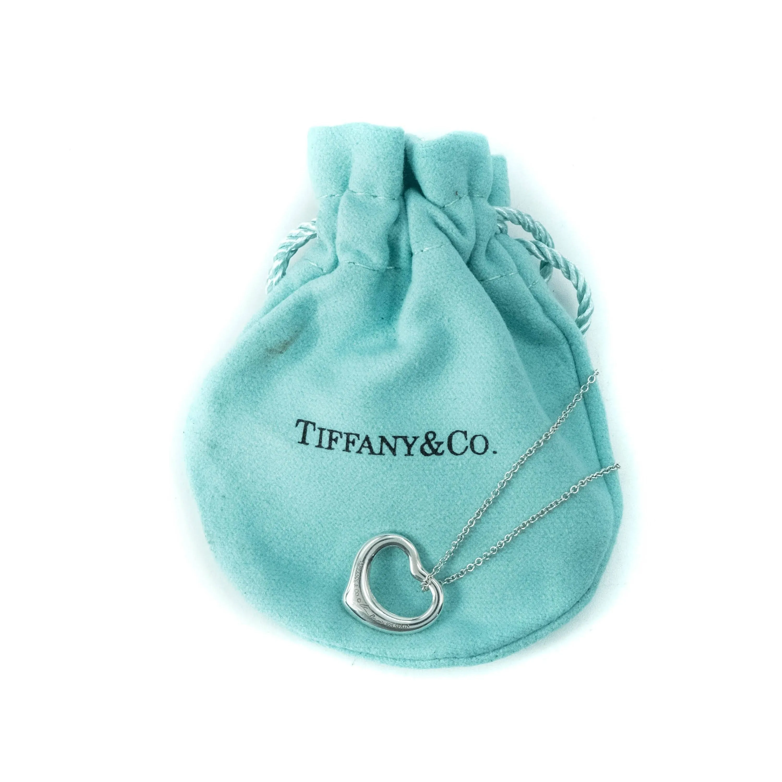 Tiffany & Co Elsa Peretti Open Heart 16mm Pendant Sterling Silver Necklace - 16"