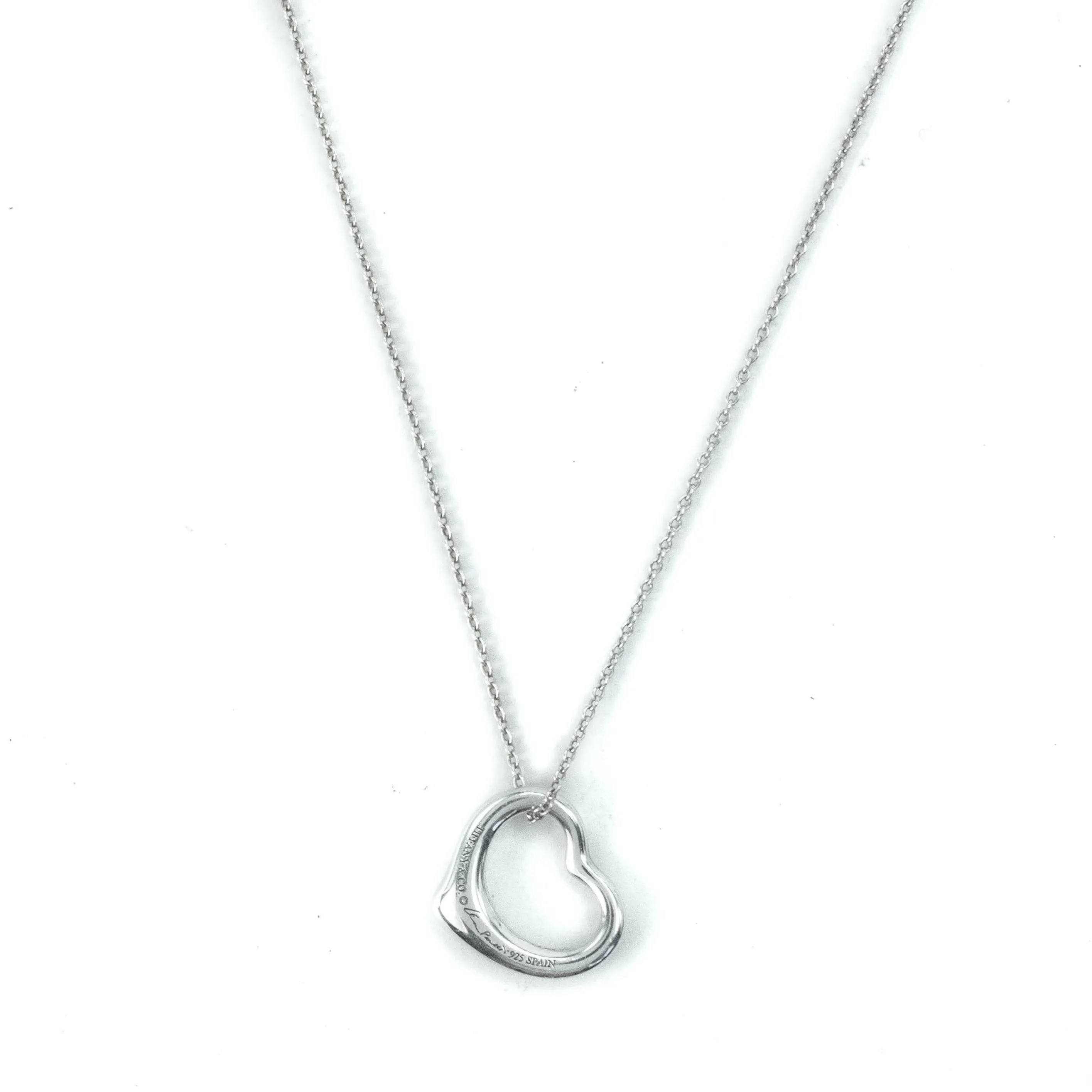 Tiffany & Co Elsa Peretti Open Heart 16mm Pendant Sterling Silver Necklace - 16"